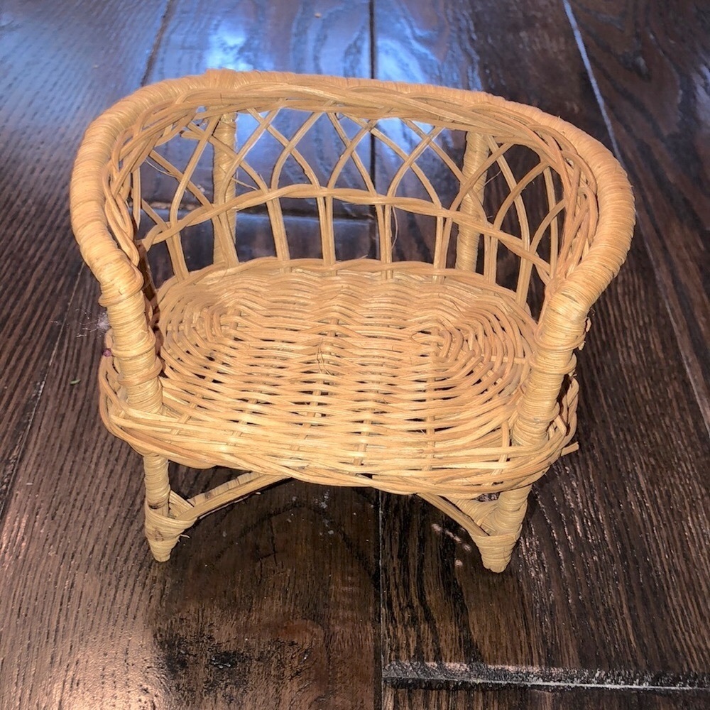 Vintage Tiny dollhouse wicker bench